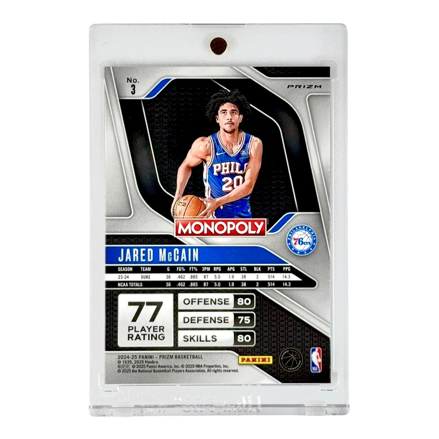 Jared Mccain 2024-25 Prizm Monopoly Free Parking Rookie RC #3