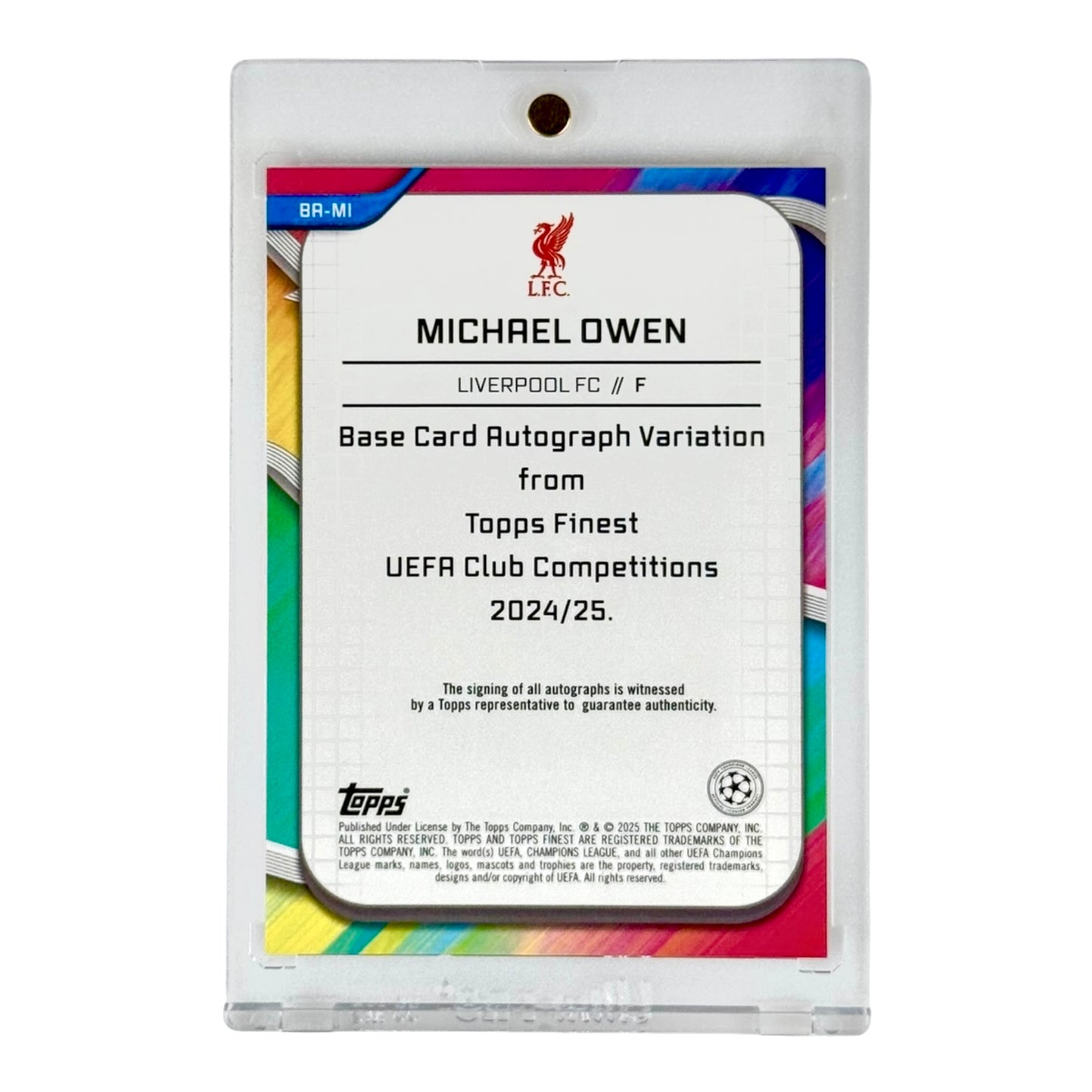 Michael Owen 2025 Topps Finest UCL Auto Orange Wave Refractor 03/25 #BR-MI