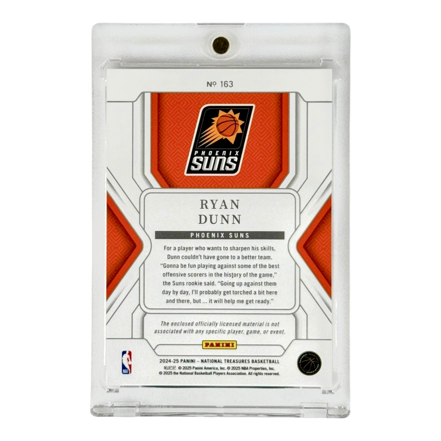 Ryan Dunn 2024-25 National Treasures Jumbo Patch 46/75 Rookie RC #163