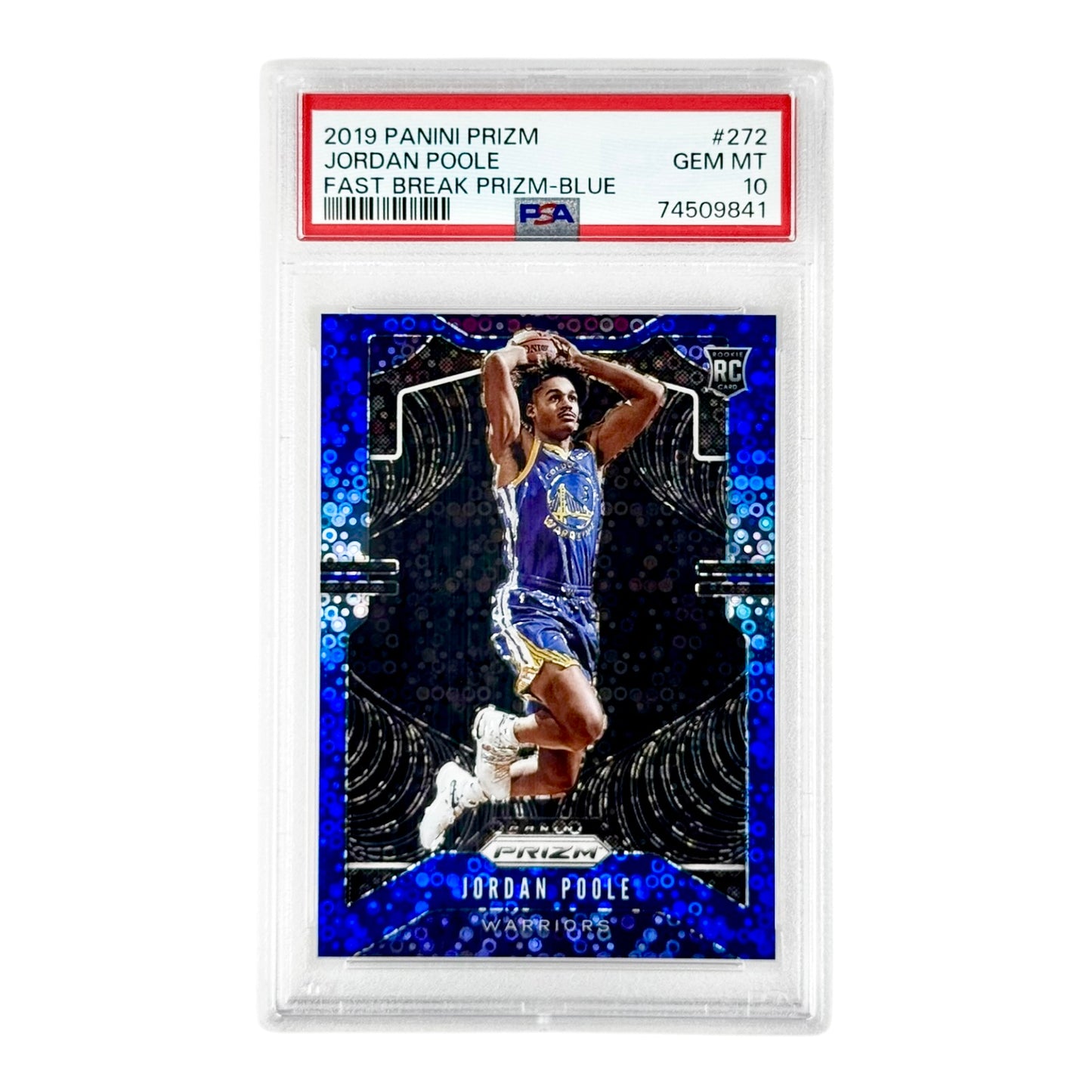 Jordan Poole 2019-20 Prizm Fast Break Blue 145/175 Rookie RC #272 PSA 10