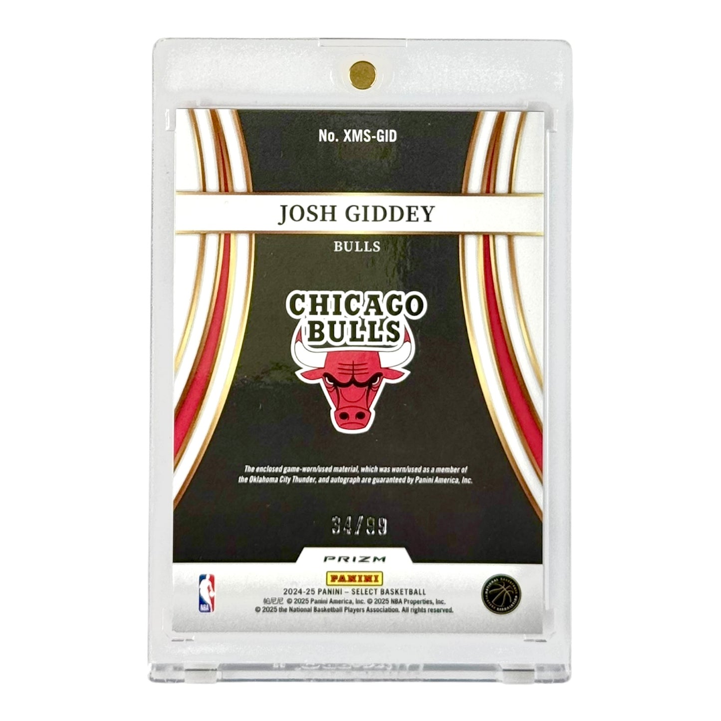 Josh Giddey 2024-25 Select X-Factor Jersey Auto 34/99 #XMS-GID