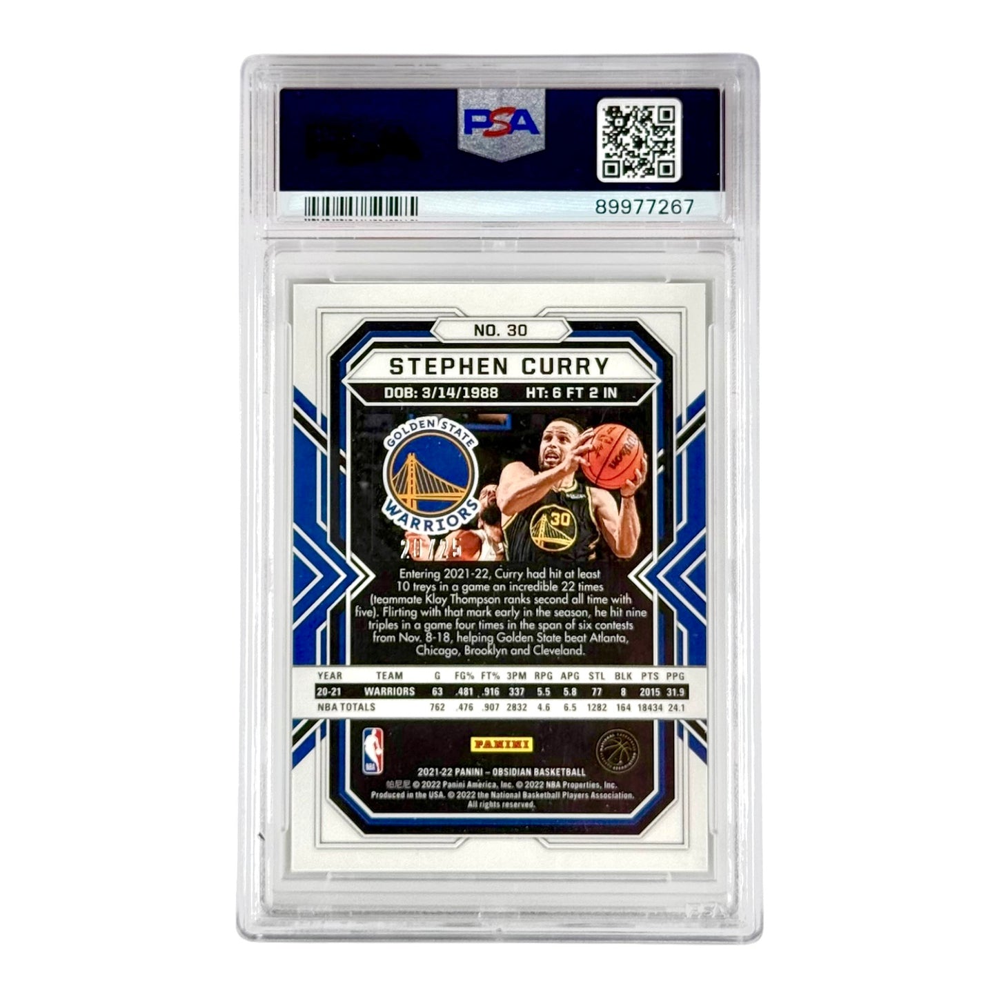 Stephen Curry 2021 Obsidian Electric Etch Green 20/25 #30 PSA 10