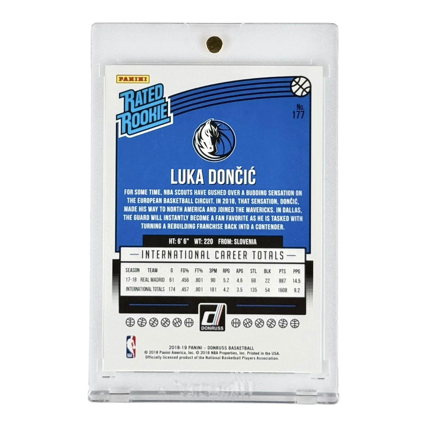 Luka Doncic 2018-19 Donruss Rated Rookie RC #177