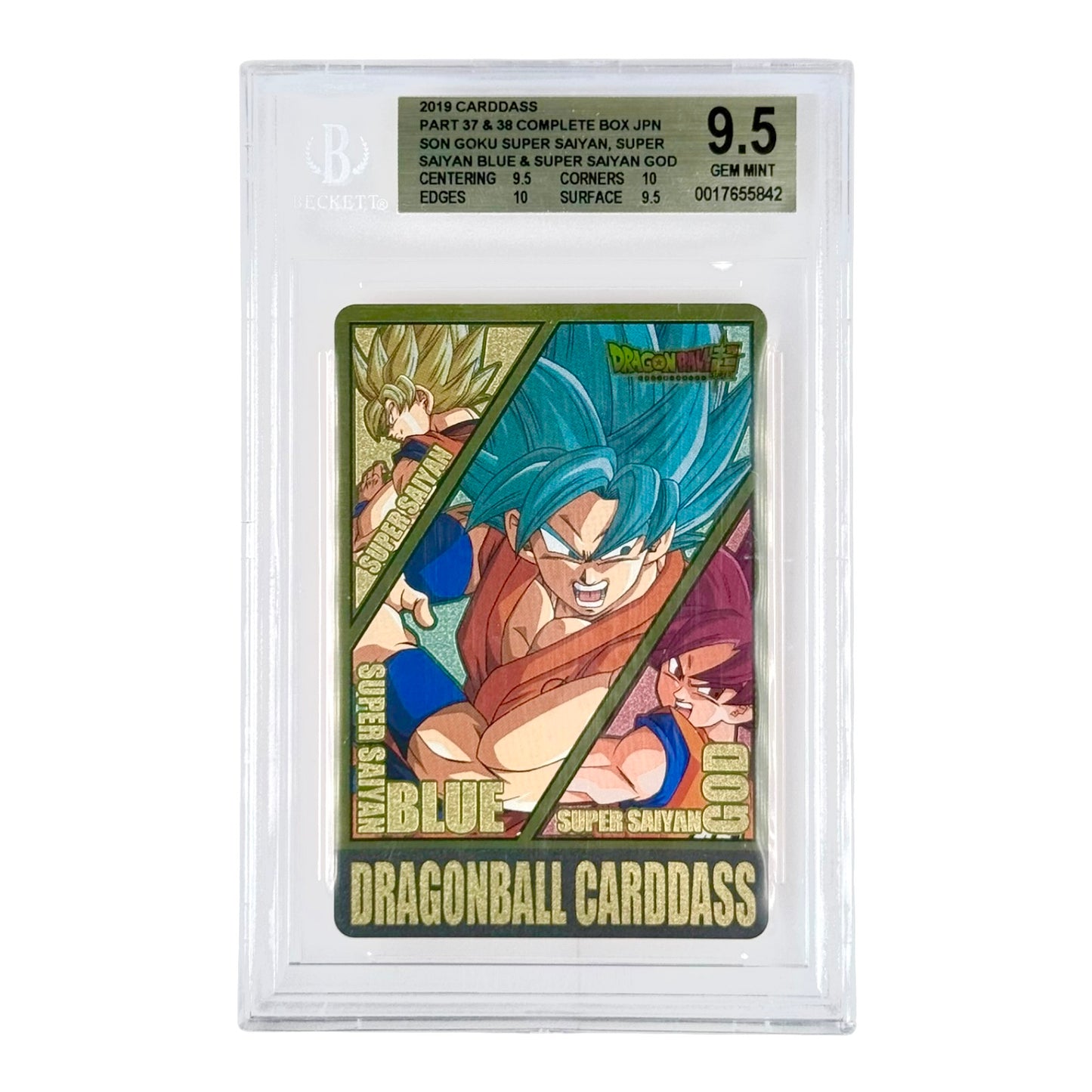 Super Saiyan Son Goku 2019 Dragonball Japanese Carddass Super Pt.37/38 Complete Box BGS 9.5
