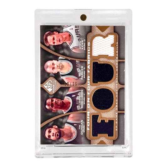 Tim Duncan/Tony Parker Upper Deck SP Game Used Edition Four on Four Fabrics Jersey 56/65