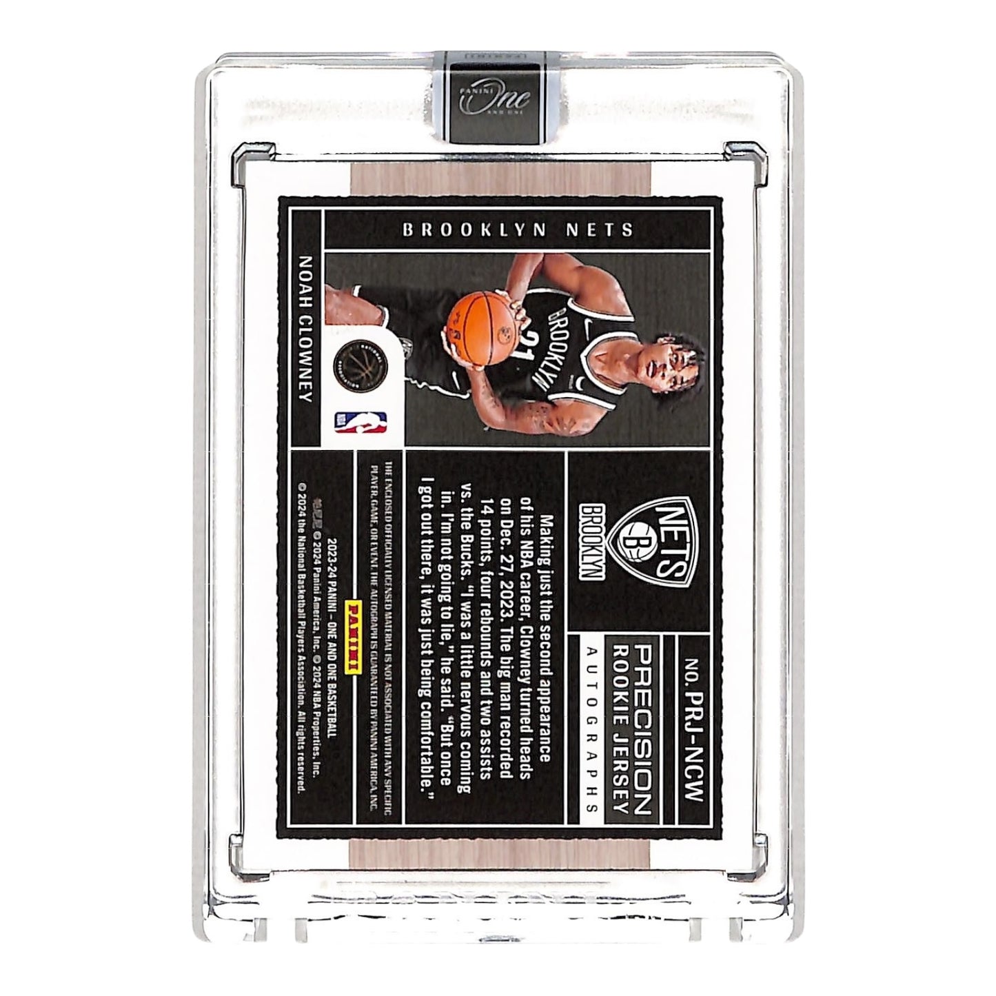 Noah Clowney 2023-24 One & One Jersey Auto 90/99 Rookie RC #PRJ-NCW