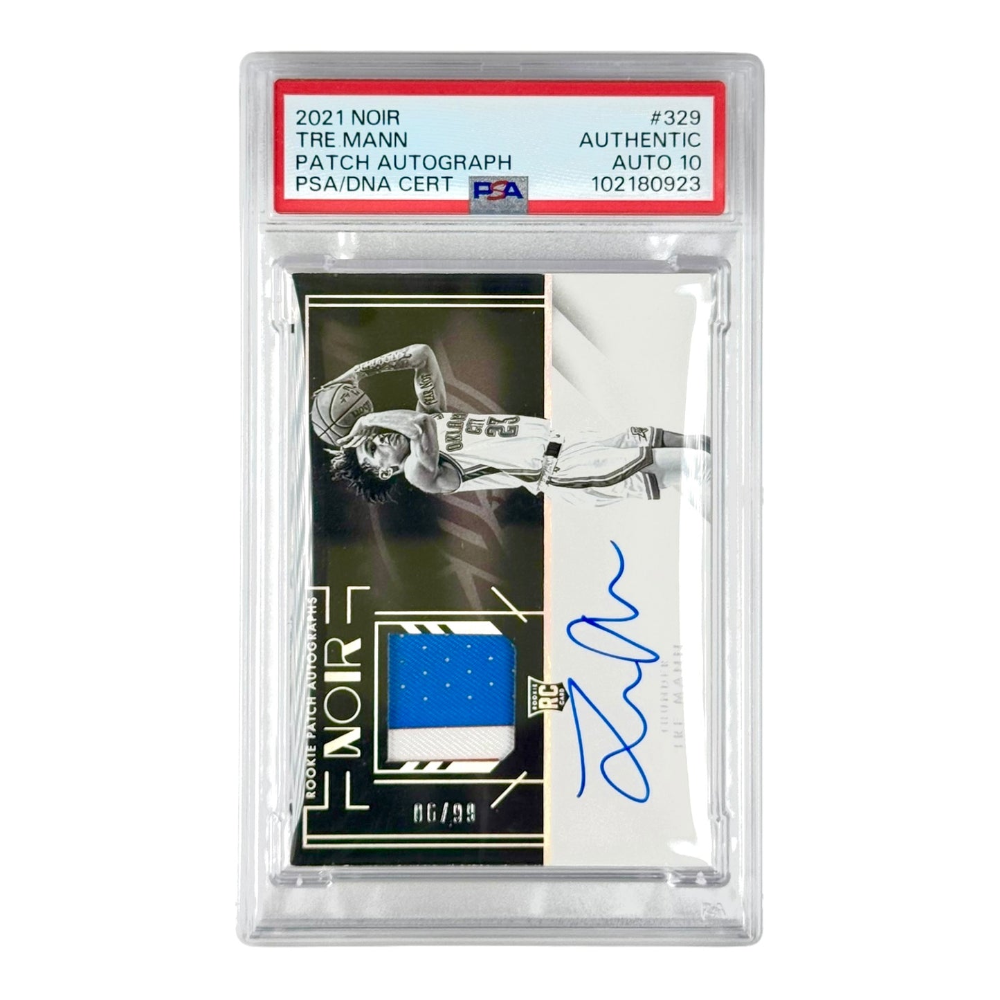 Tre Mann 2021-22 Noir Horizontal Rookie Patch Auto RC RPA 06/99 #329 PSA Auto 10