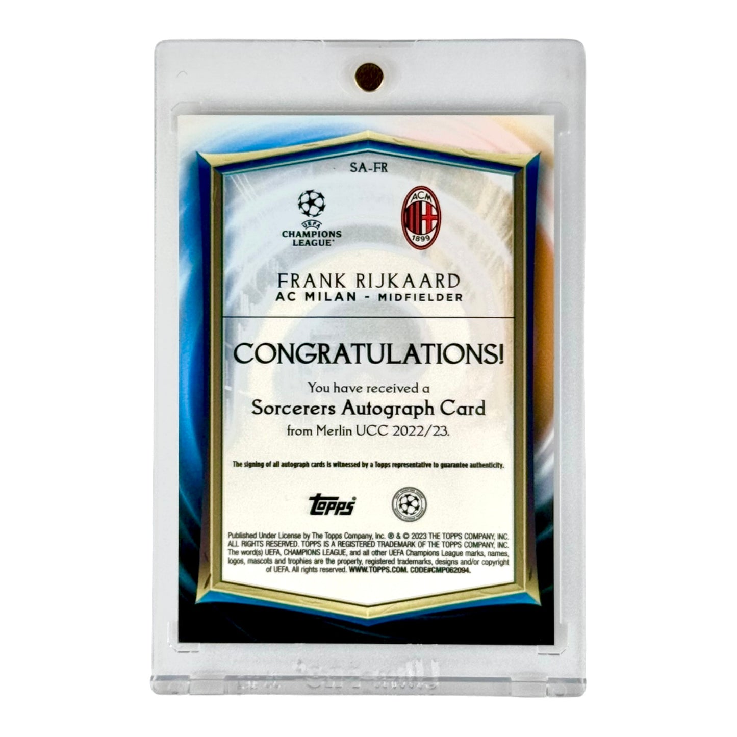 Frank Rijkaard 2023 Topps Merlin Sorcerers Auto #SA-FR