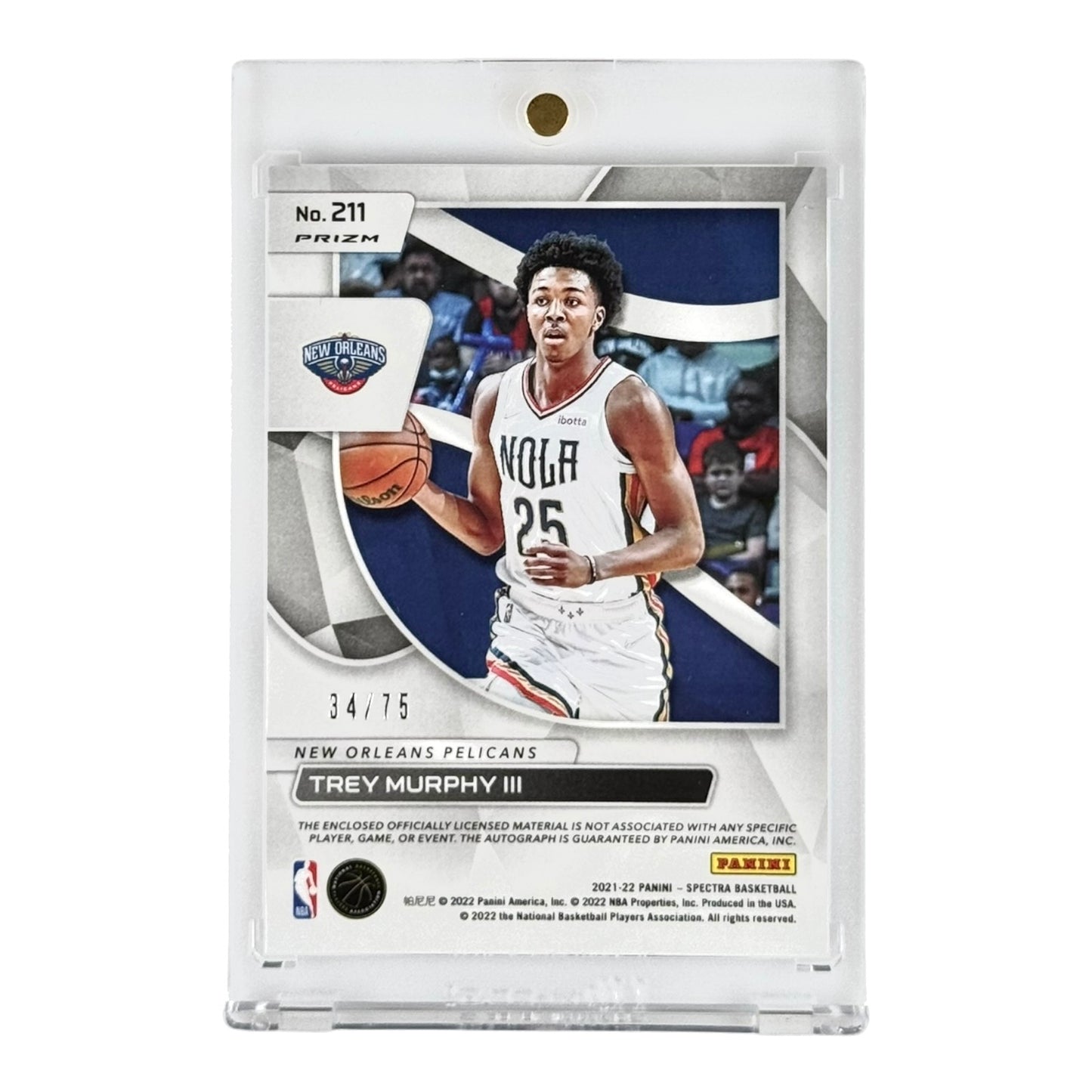 Trey Murphy III 2021-22 Spectra RPA NBA 75th Anniversary Edition Jersey Auto Rookie RC 34/75 #211