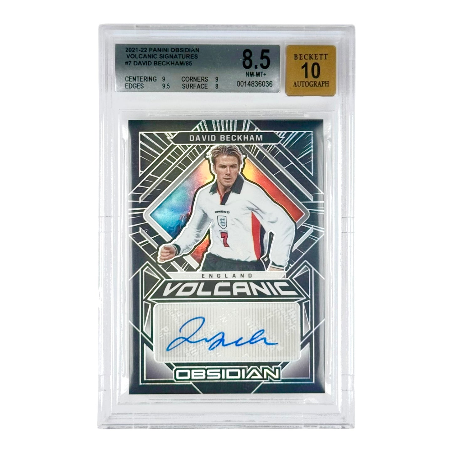 David Beckham 2021-22 Obsidian Volcanic Signature Auto 67/85 #VS-DBE BGS 8.5 Auto 10