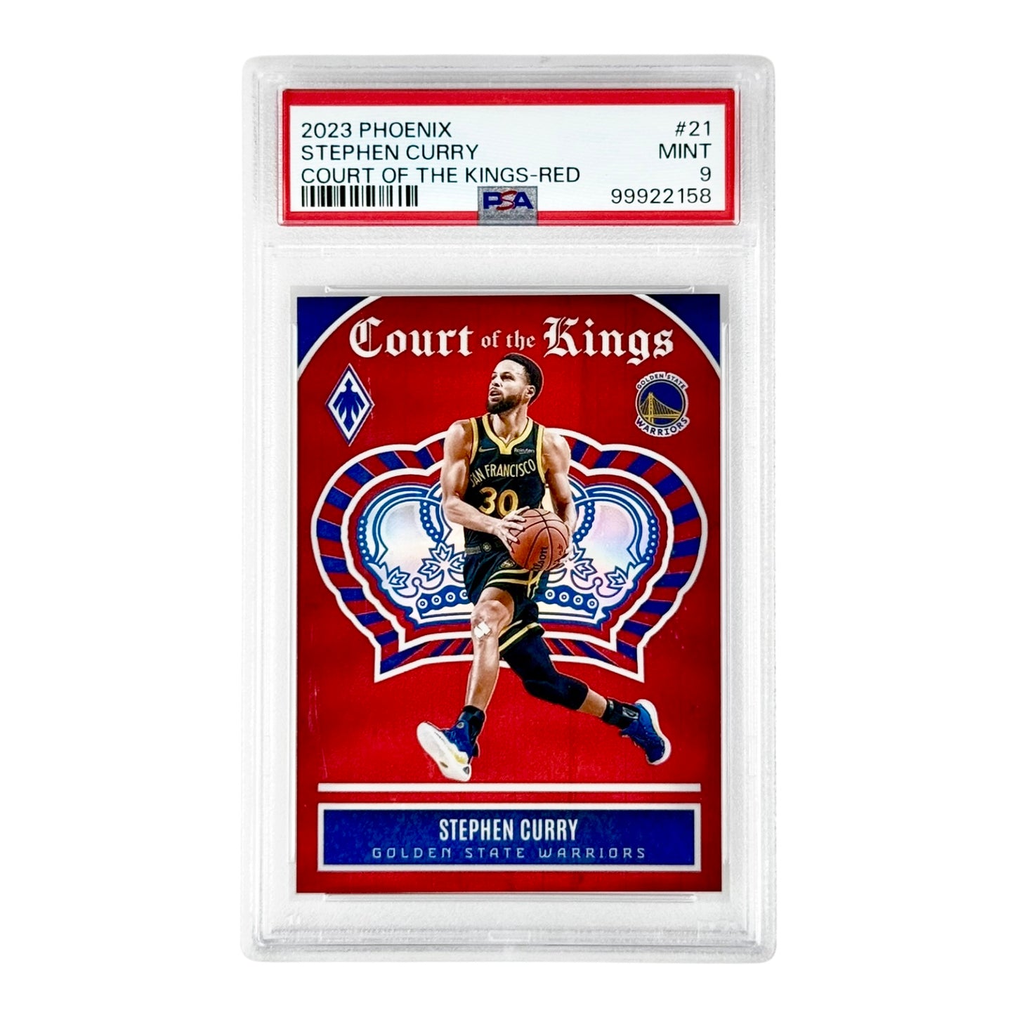 Stephen Curry 2023 Phoenix Court Of The King Red Jersey Numbered 030/125 #21 PSA 9