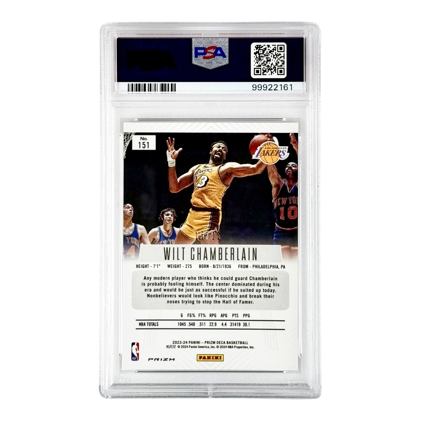 Wilt Chamberlain 2023 Prizm Deca Mojo 15/25 #161 PSA 10