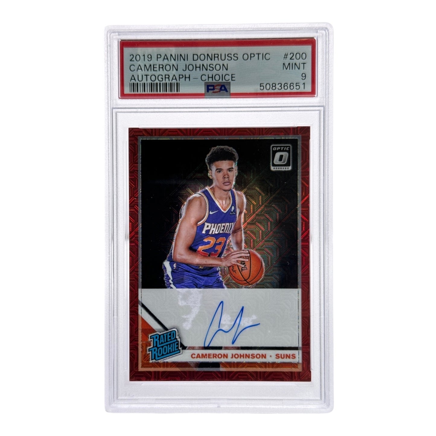 Cameron Johnson 2019-20 Panini Donruss Optic Auto Rookie RC Choice Red #200 PSA 9