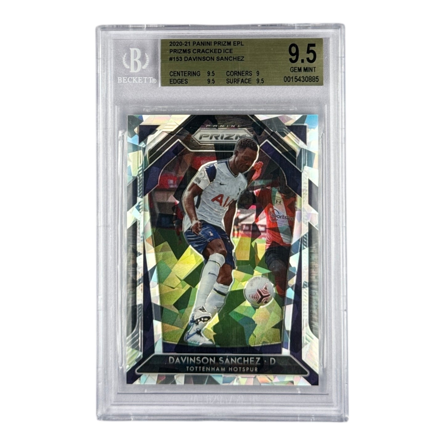 Davinson Sanchez 2020-21 Panini Prizm EPL English Premier League Cracked Ice 21/23 #153 BGS 8.5