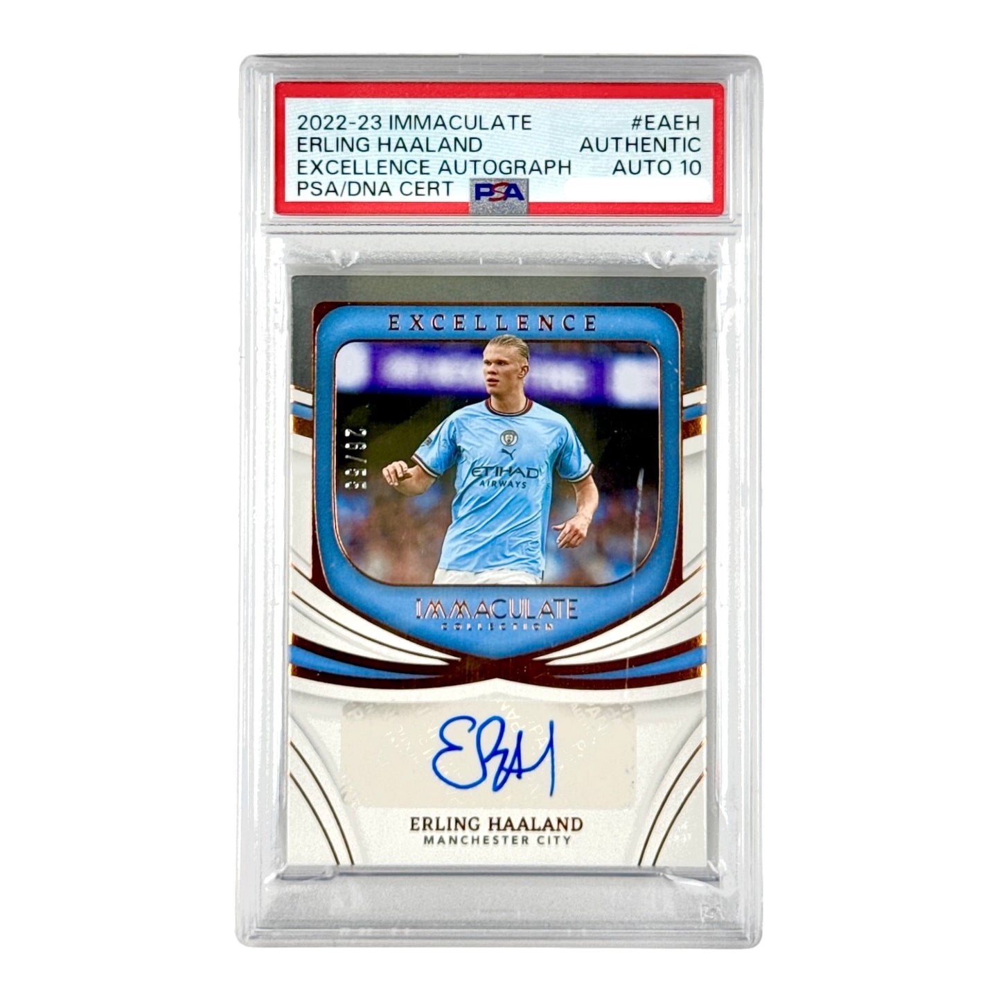 Erling Haaland 2022-23 Immaculate Excellence Auto 26/55 #EAEH PSA Auto 10