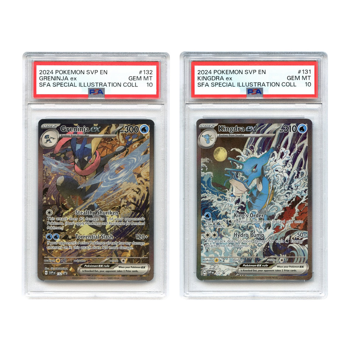 Set of 2 Greninja/Kingdra ex 2024 Pokemon English Scarlet & Violet Promo#132/131 PSA 10