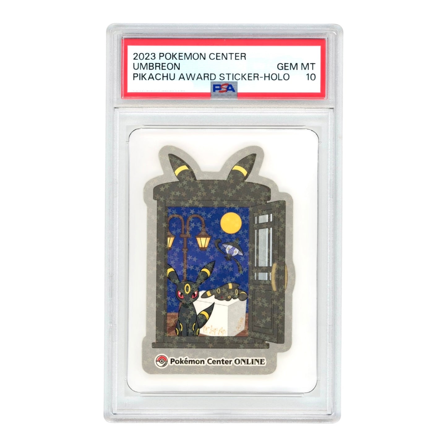 Umbreon 2023 Pokemon Japanese Pokemon Center Pikachu Award Sticker Holo PSA 10