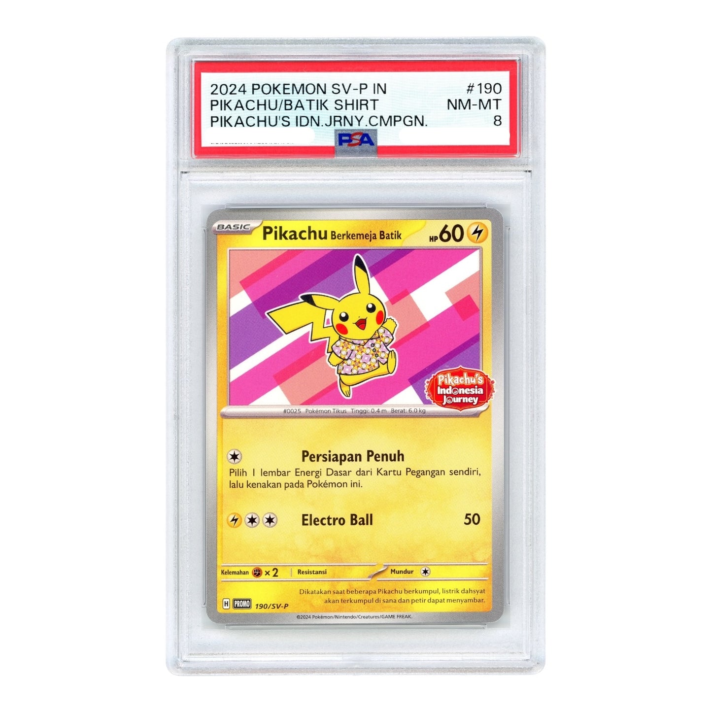 Pikachu 2024 Pokemon Indonesia Journey Promo #190 PSA 8