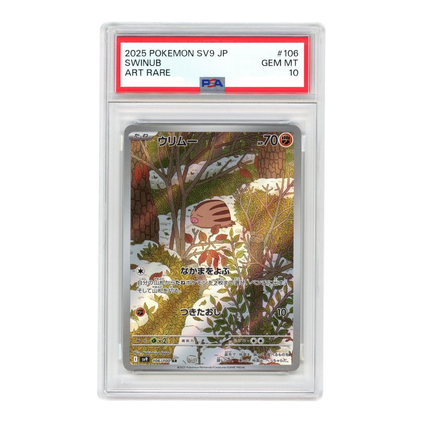 Swinub 2025 Pokemon Japanese Sv9 #106 AR PSA 10