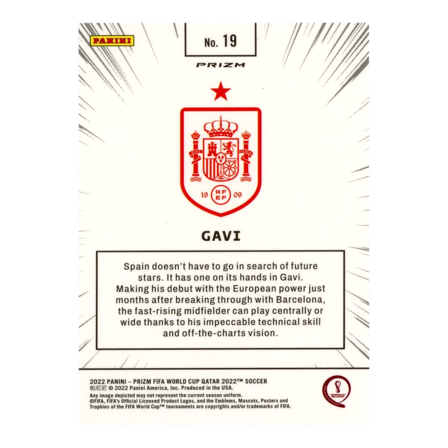 Gavi 2022 Prizm FIFA World Cup Qatar Manga Rookie RC #19