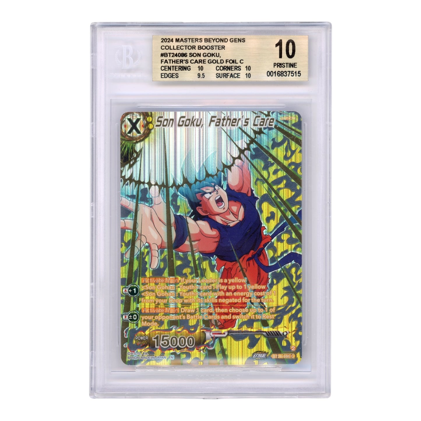 Son Goku 2024 Dragon Ball English BT24 #086 BGS Pristine 10