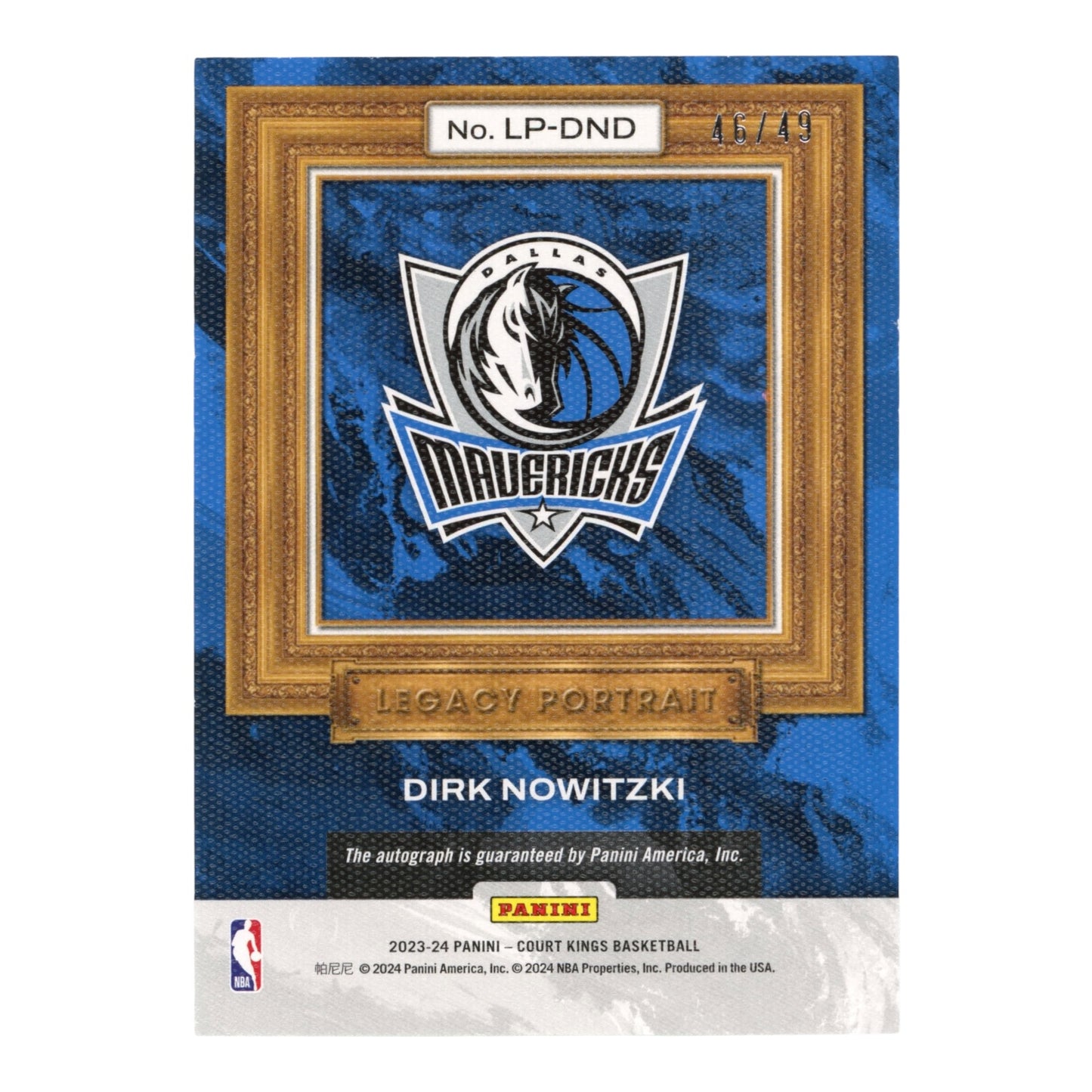 Dirk Nowitzki 2023-24 Court Kings Legacy Portrait Auto 46/49 #LP-DND