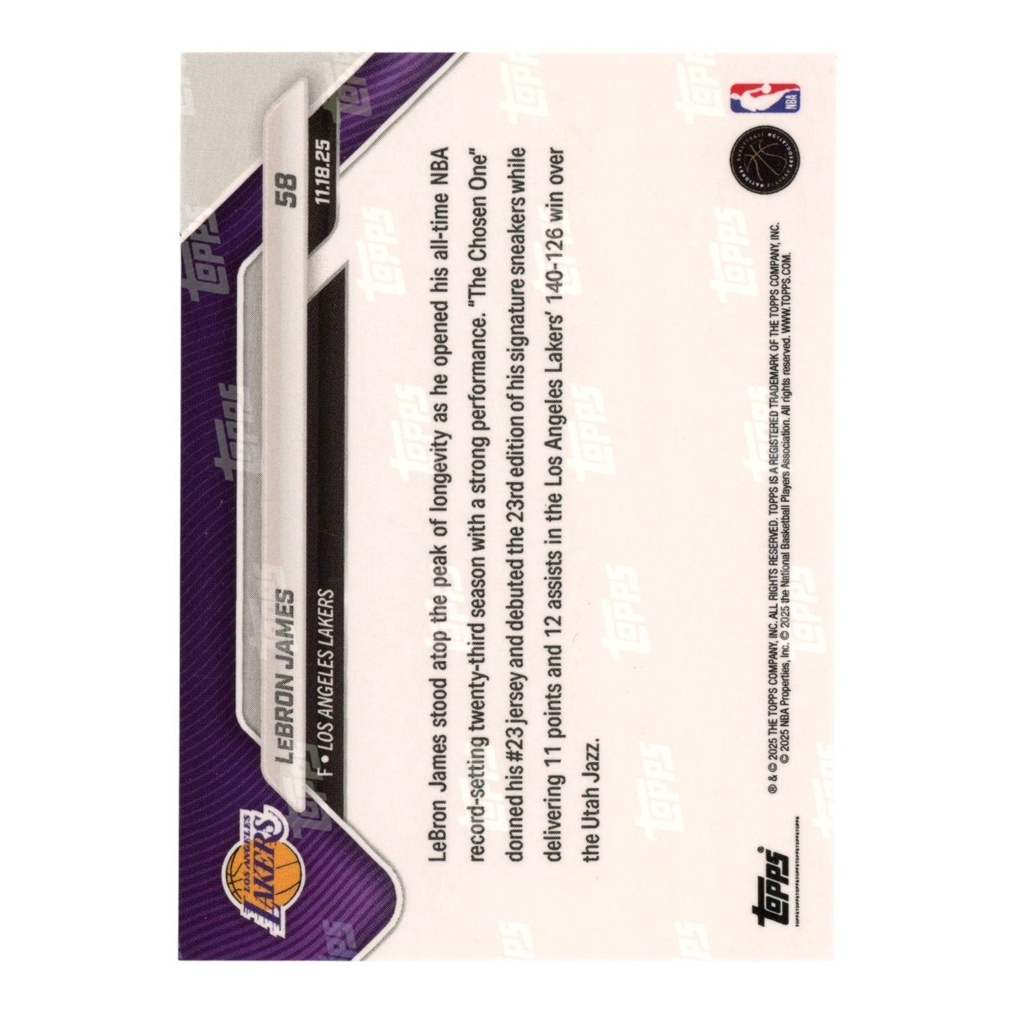 Lebron James 2026 Topps NOW 10/50 #58