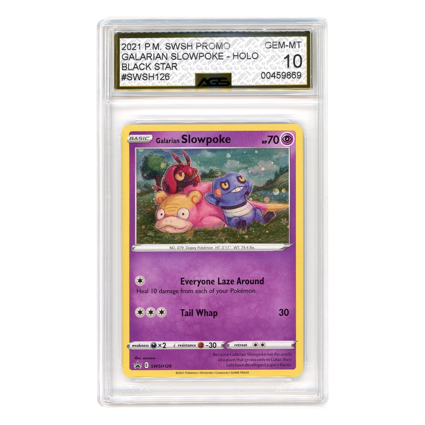 Slowpoke 2021 Pokemon English Black Star Promo Holo #126 AGS 10