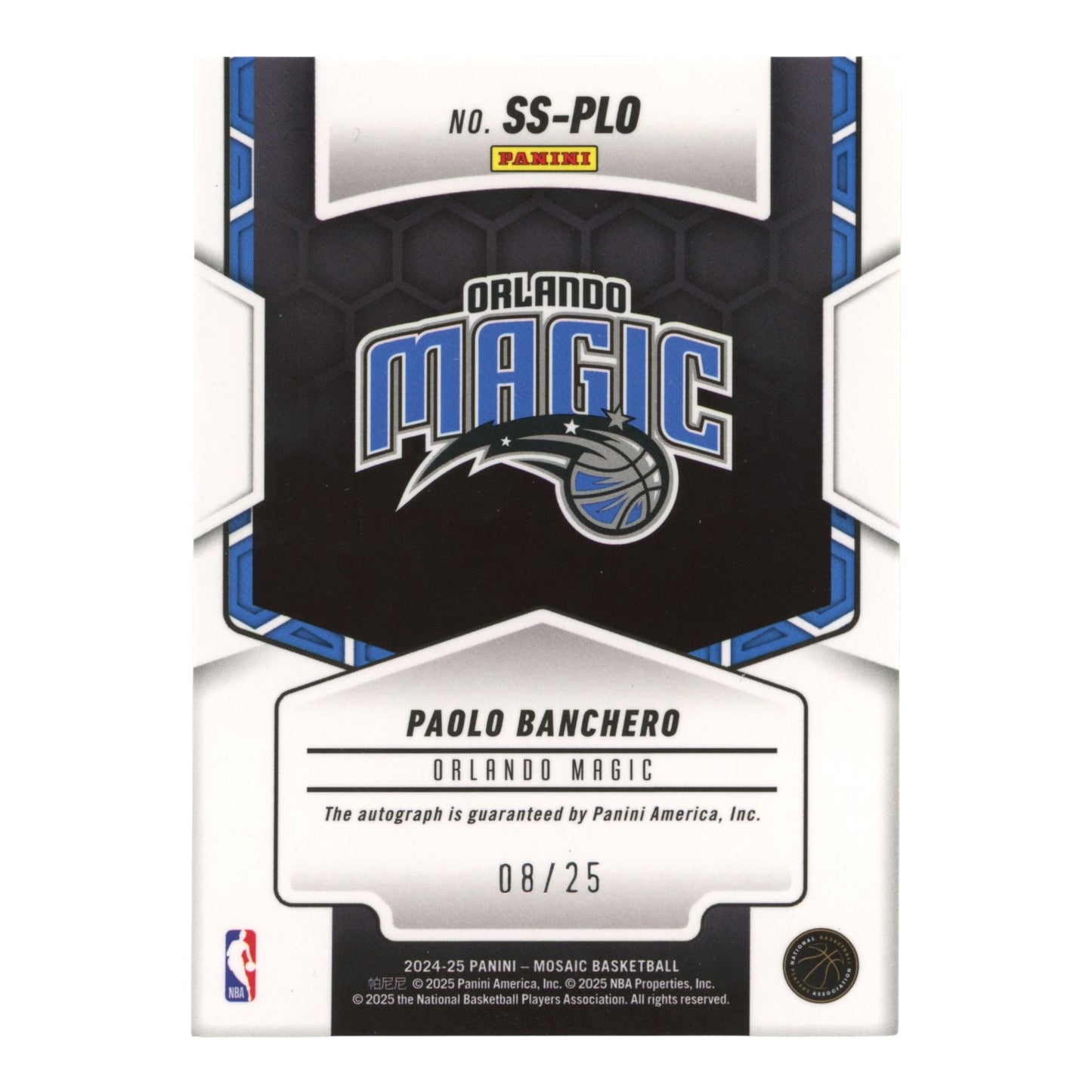 Paolo Banchero 2024-25 Mosaic Showtime Auto 08/25 #SS-PLO