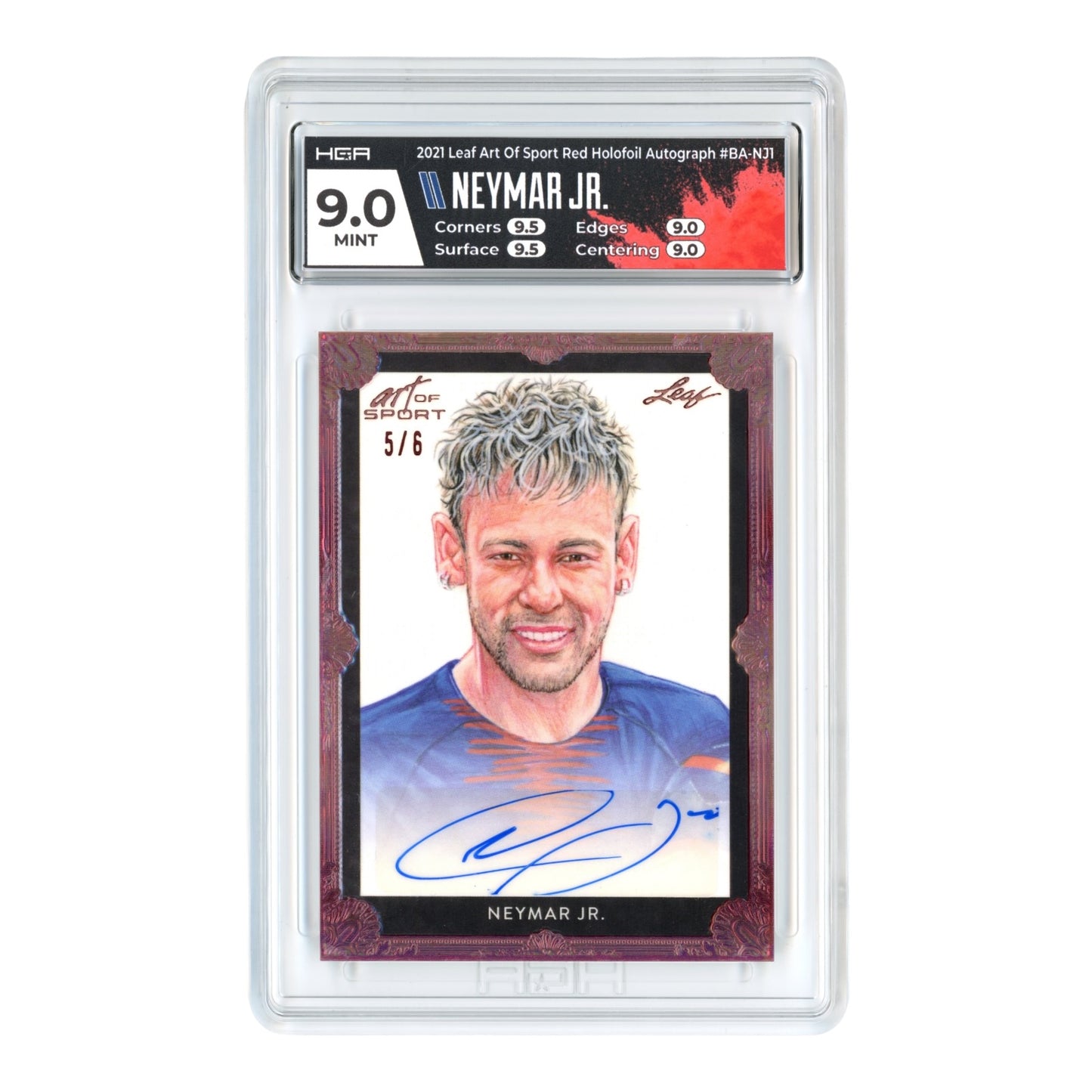 Neymar JR. 2021 Leaf Art of Sport Auto 5/6 #BA-NJ1 HGA 9