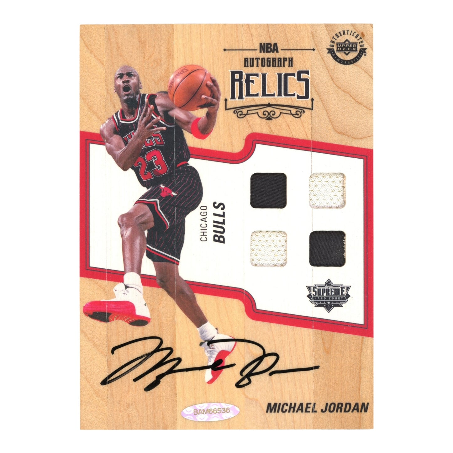 Michael Jordan 2016-17 Upper Deck Supreme Hard Court Quad Jersey Auto #AR-MI