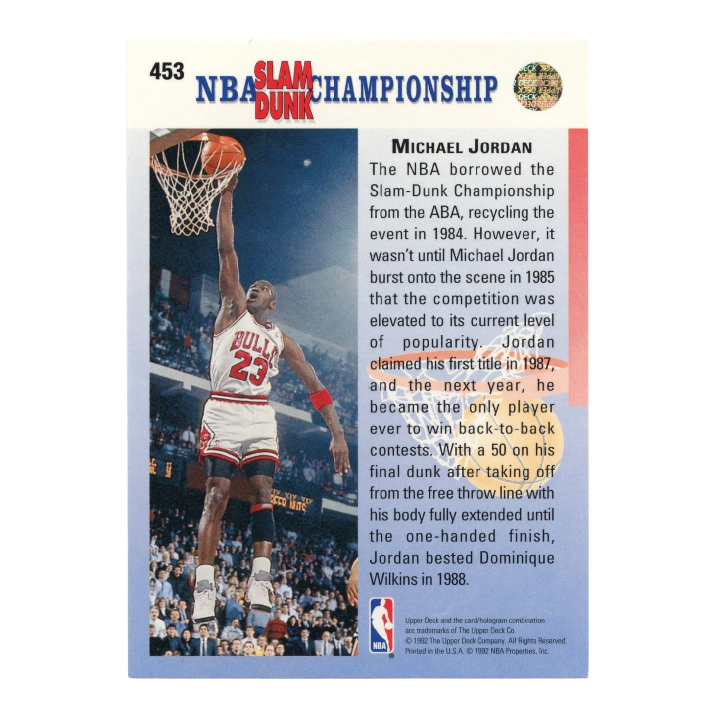 Michael Jordan 1992 Upper Deck In Your Face #453