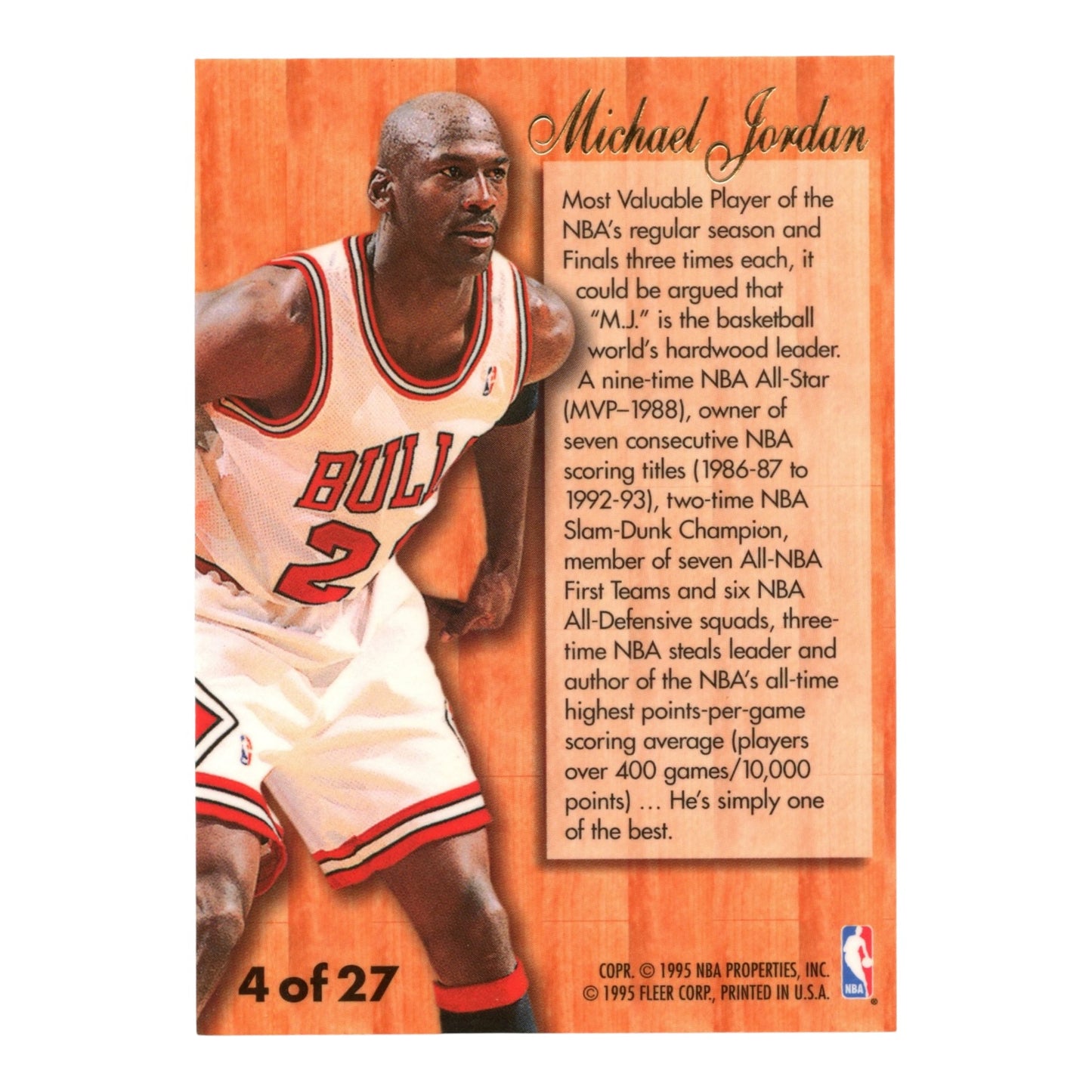 Michael Jordan 1995 Fleer Hardwood Leader #4