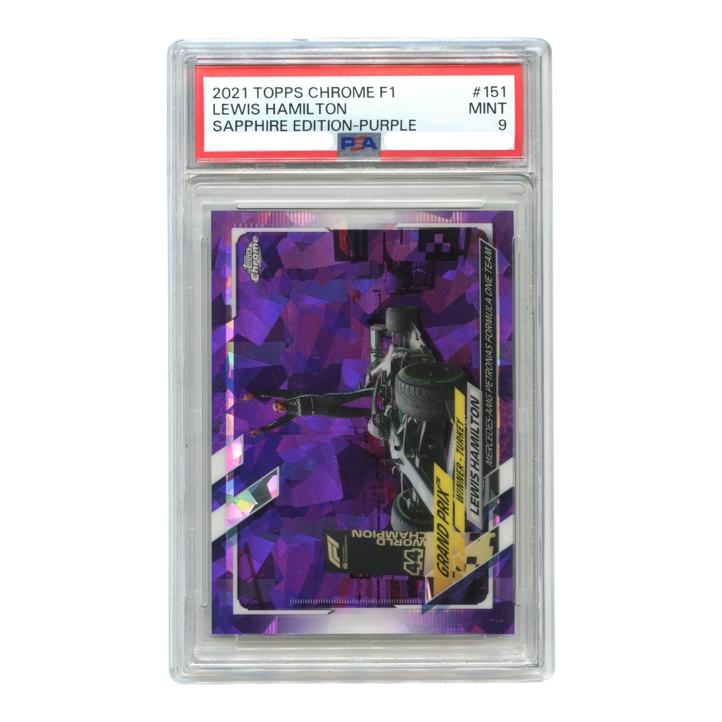 Lewis Hamilton 2021 Topps Chrome F1 Formula One Sapphire Edition Purple 06/10 #151 PSA 9