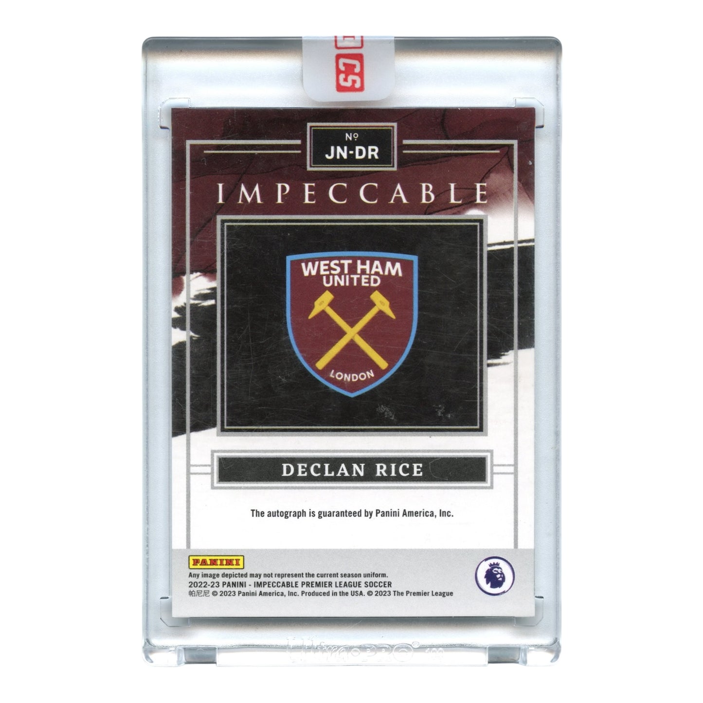 Declan Rice 2022-23 Panini Impeccable English Premier League EPL Auto 34/41 #JN-DR