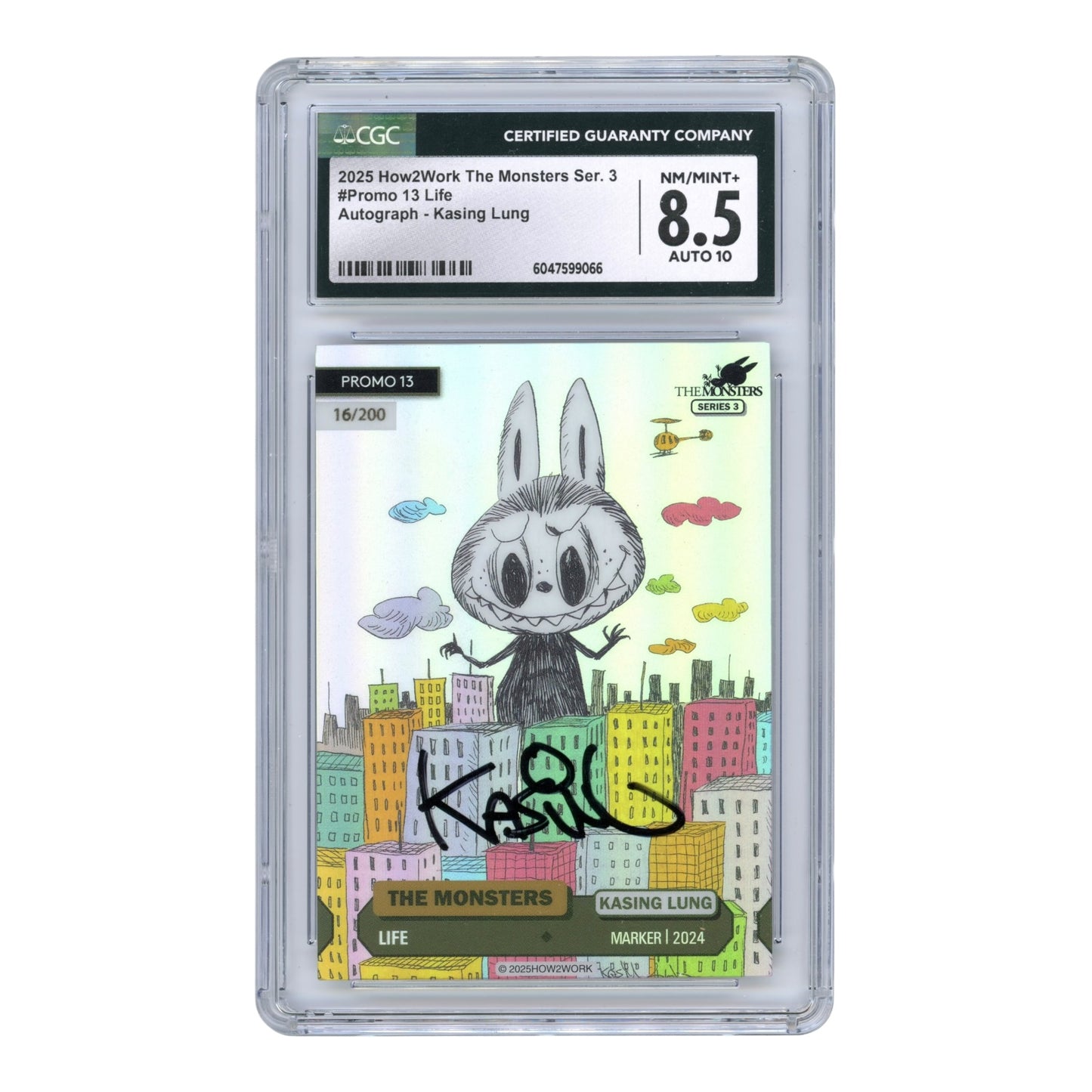 Labubu 2025 How2work The Monster Series 3 Kasing Lung Auto Promo 16/200 #13 CGC 8.5