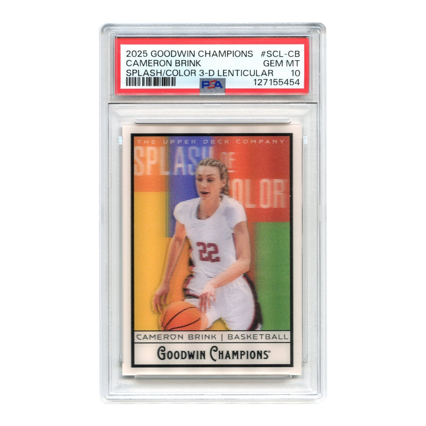 Cameron Brink 2025 Upper Deck Goodwin Champions Splash Color 3-D Lenticular #SCL-CB PSA 10