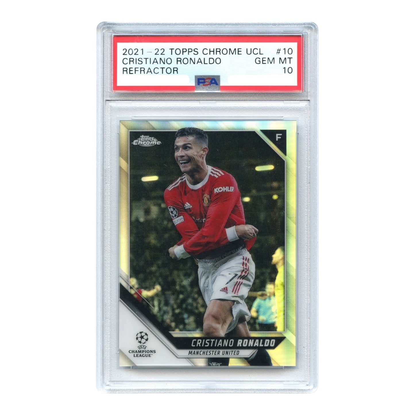 Cristiano Ronaldo 2021-22 Topps Chrome UCL Champions League Refractor #10 PSA 10