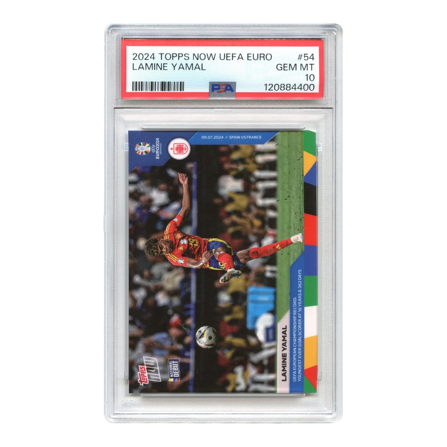 Lamine Yamal 2024 Topps NOW UEFA EURO National Debut #54 PSA 10