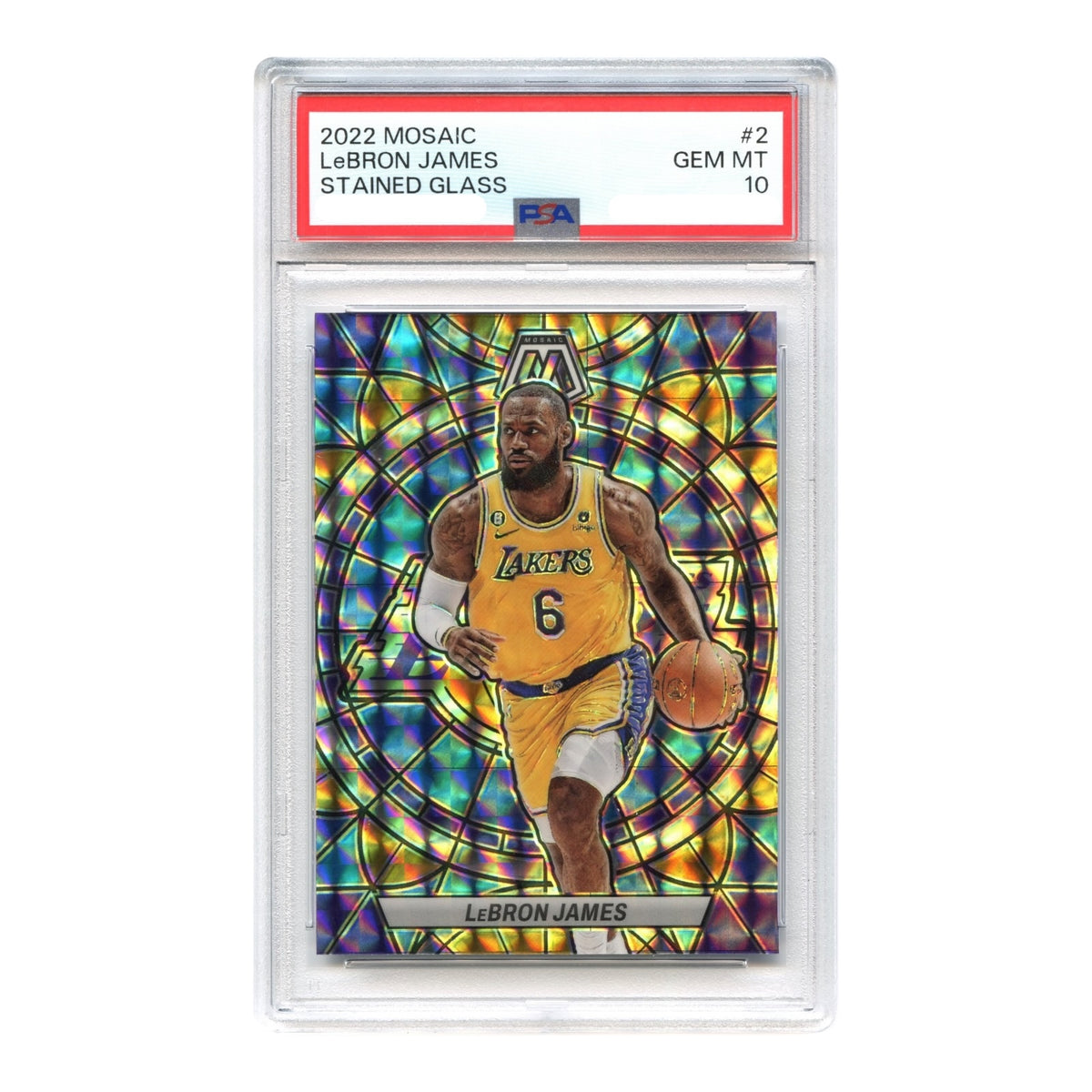 LeBron James 2022 Panini Mosaic Stained Glass #2 PSA 10