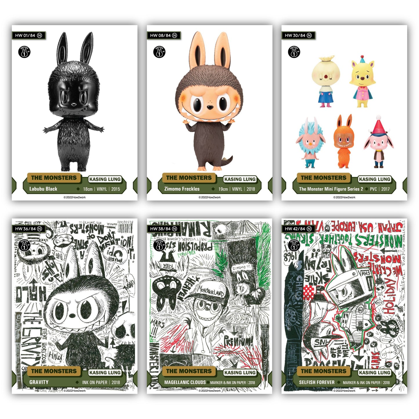 Labubu 2022 How2work The Monsters Series 1 Kashing Lung 1st Edition Collectible Trading Card Sealed Box