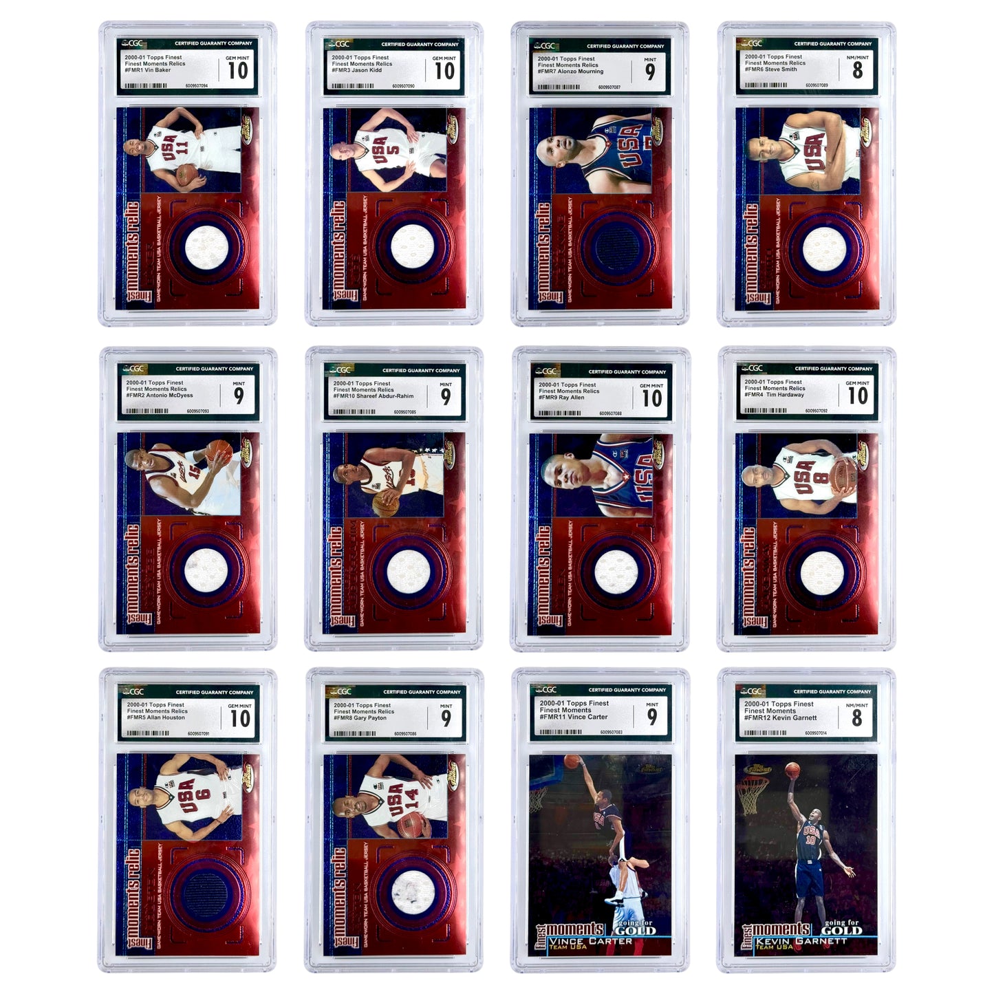 Set of 12 2000 Topps Finest Moment Team USA CGC