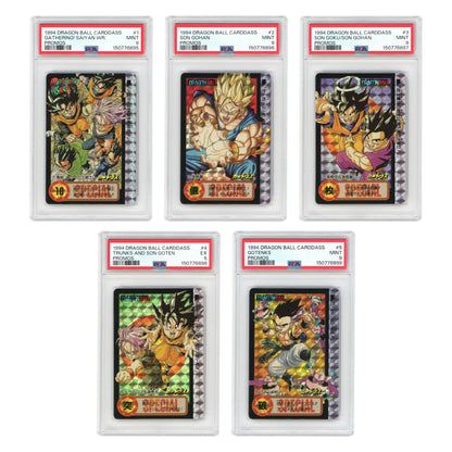 Set of 5 1994 Dragon Ball Japanese Carddass Promo #1-5 Consecutive Cert Number PSA