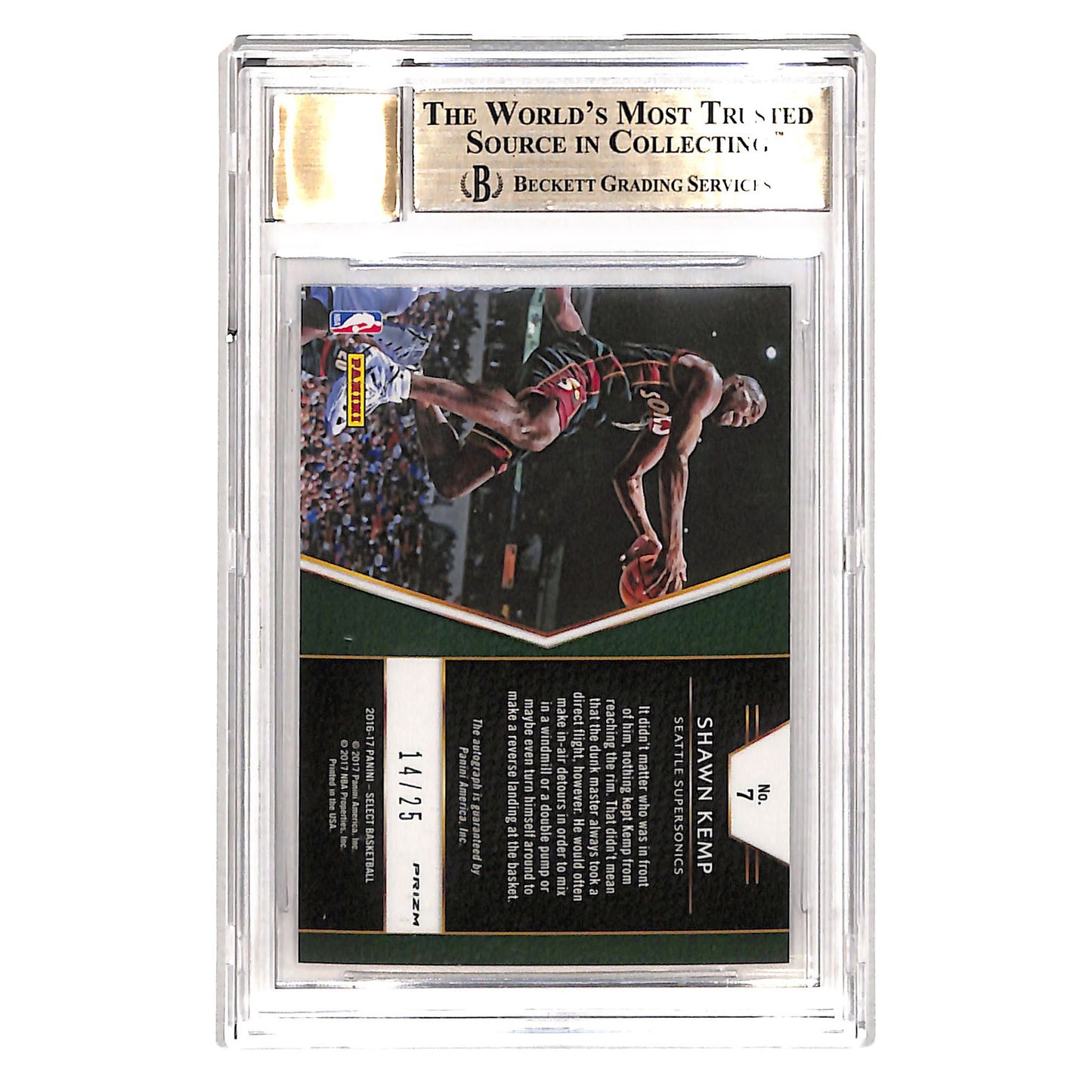 Shawn Kemp 2016-17 Select In Flight Auto 14/25 #7 BGS 9.5 Auto 10