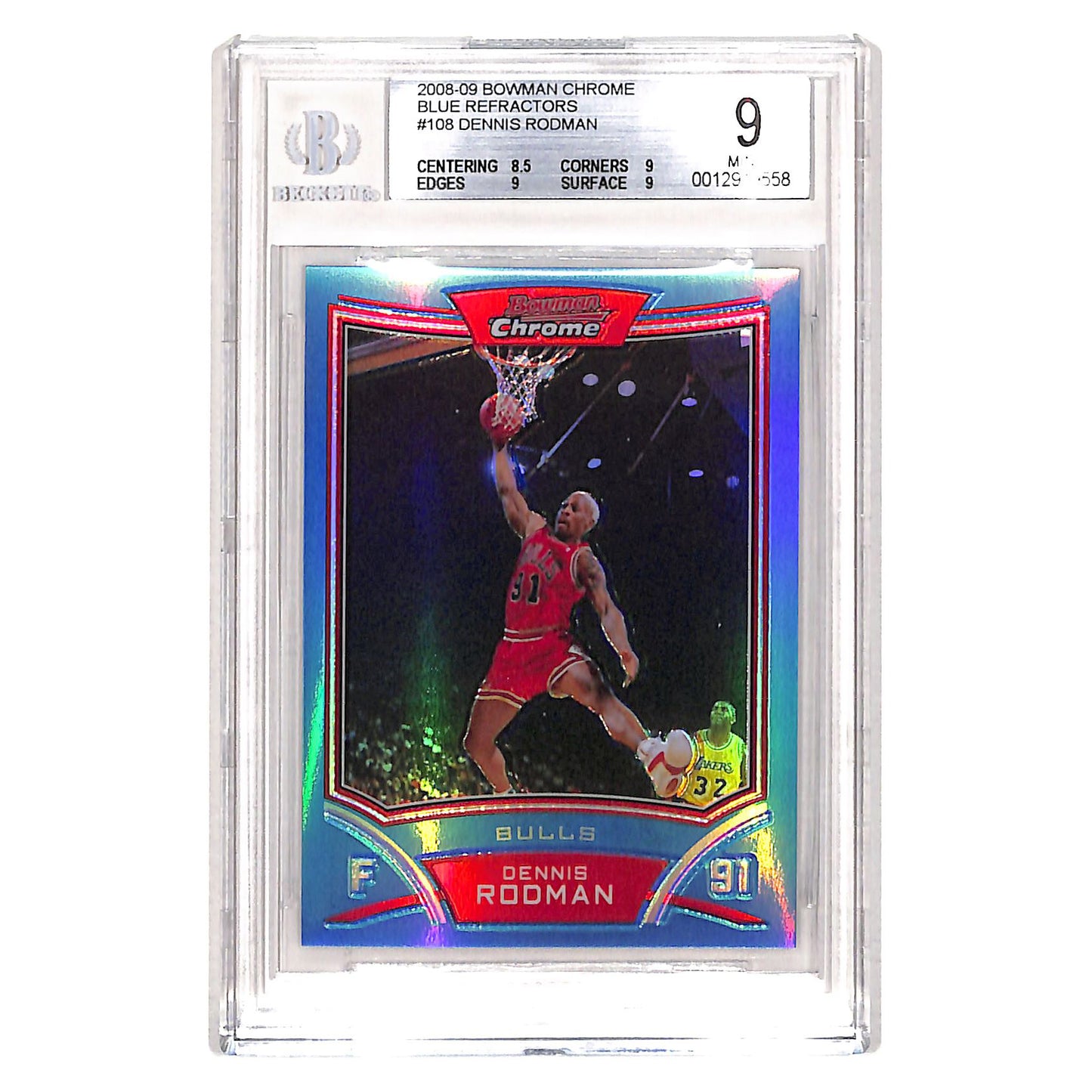 Dennis Rodman 2008-09  Bowman Chrome Blue Refractor 87/99 #108 BGS 9