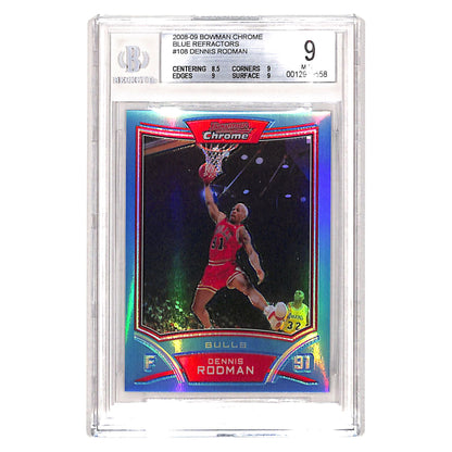 Dennis Rodman 2008-09  Bowman Chrome Blue Refractor 87/99 #108 BGS 9