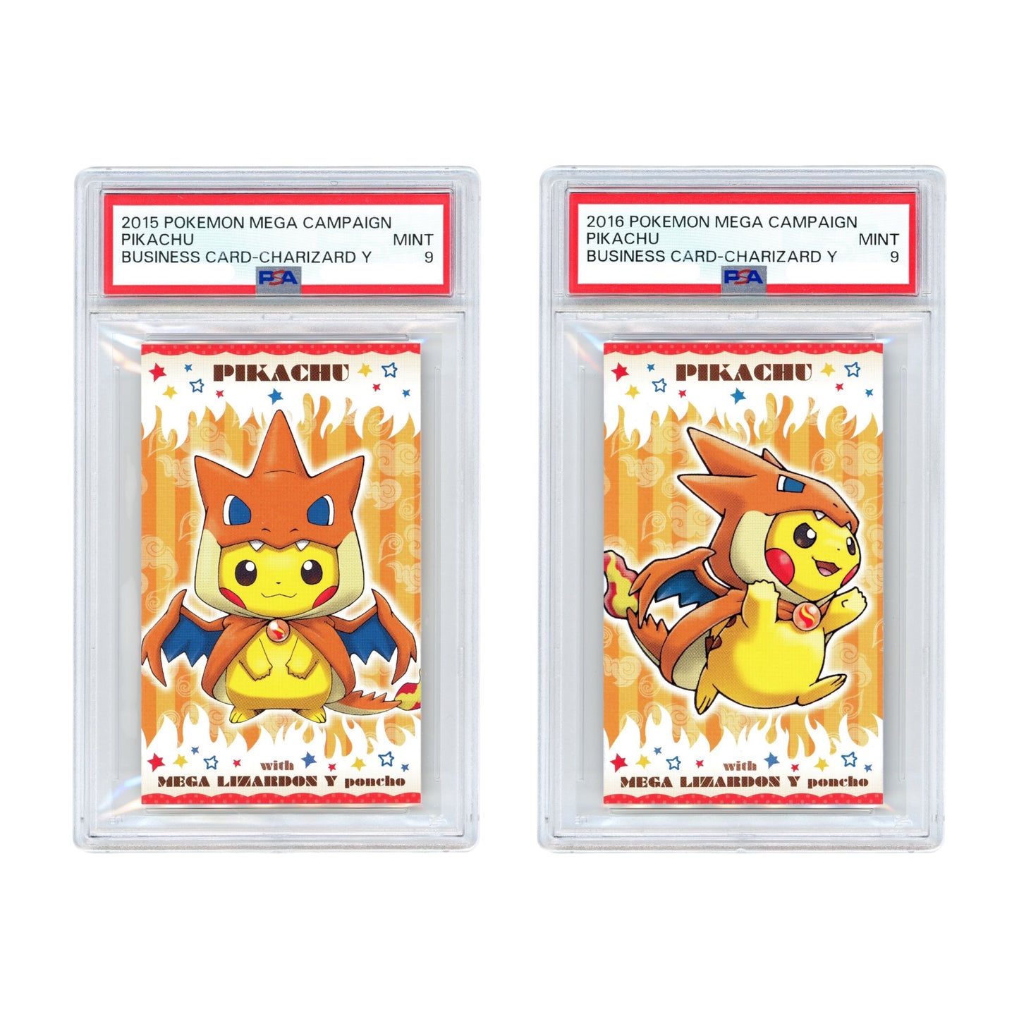 Set Of 2 Pikachu 2015 Pokemon Japanese Mega Campaign Business Card Charizard Y PSA 9
