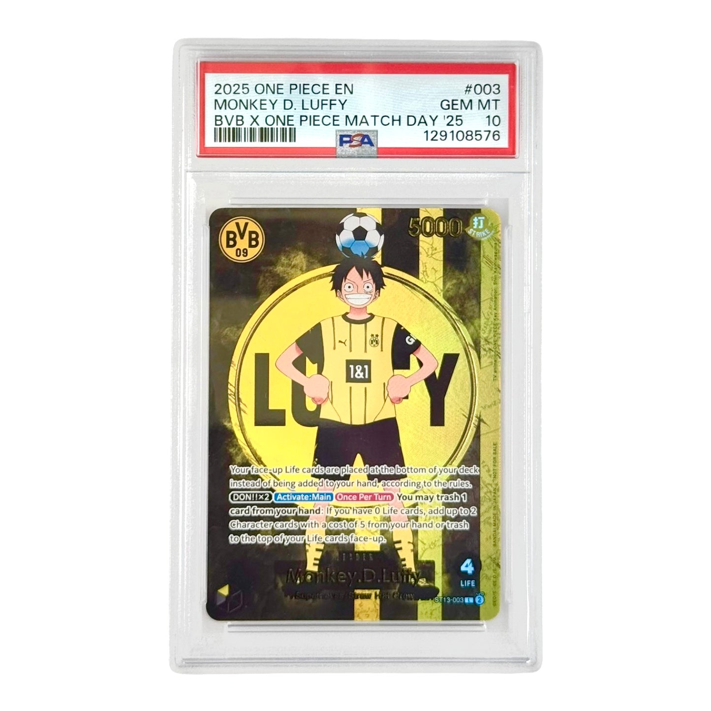 Monkey D.Luffy 2025 One Piece x BVB Match Day Promo #003 PSA 10