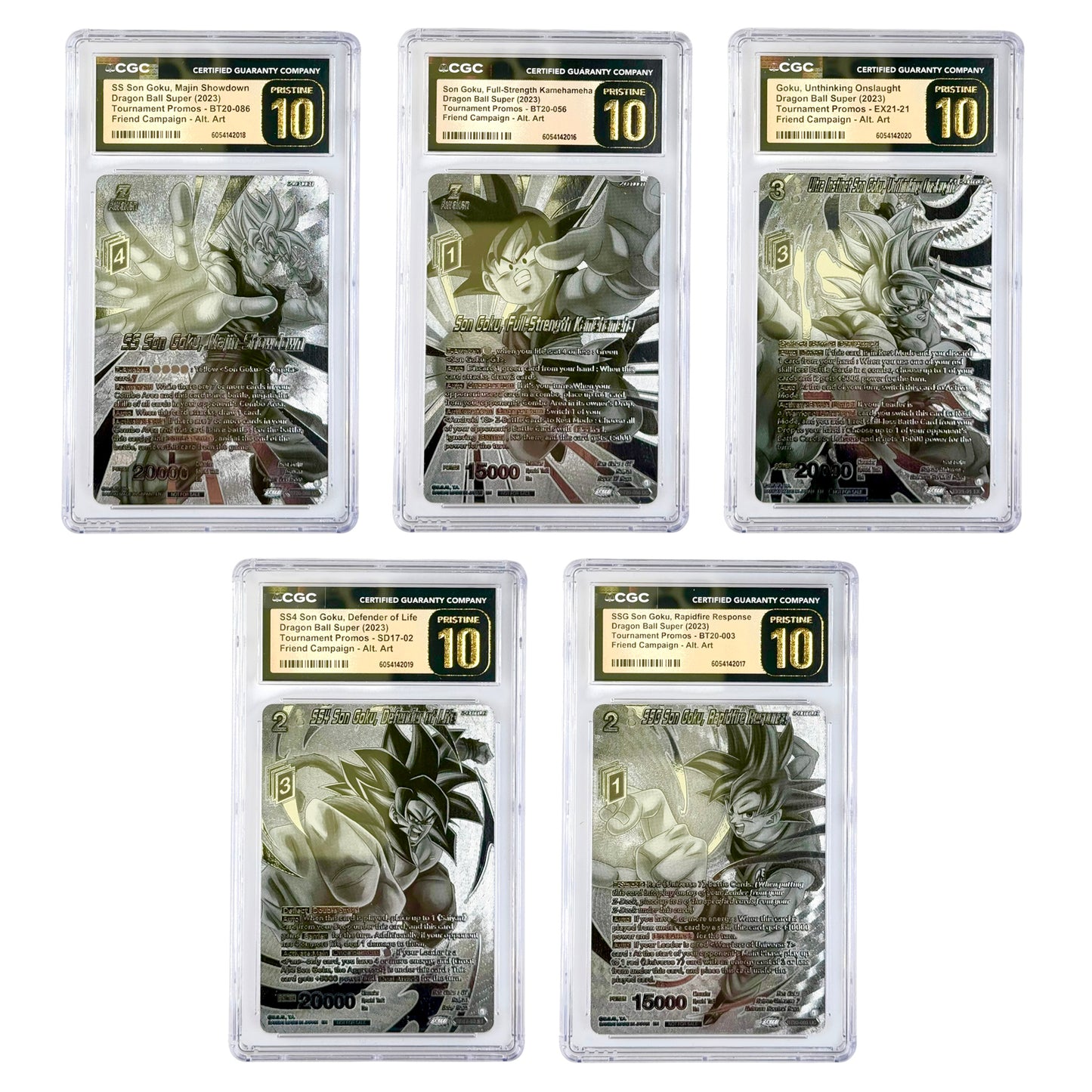 Set Of 5 Son Goku 2023 Dragonball Super Card Game Japanese Tournament Promos CGC Pristine 10
