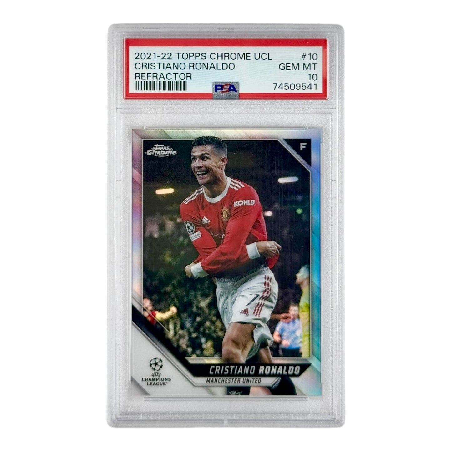 Cristiano Ronaldo 2021-22 Topps Chrome UCL Refractor #10 PSA 10